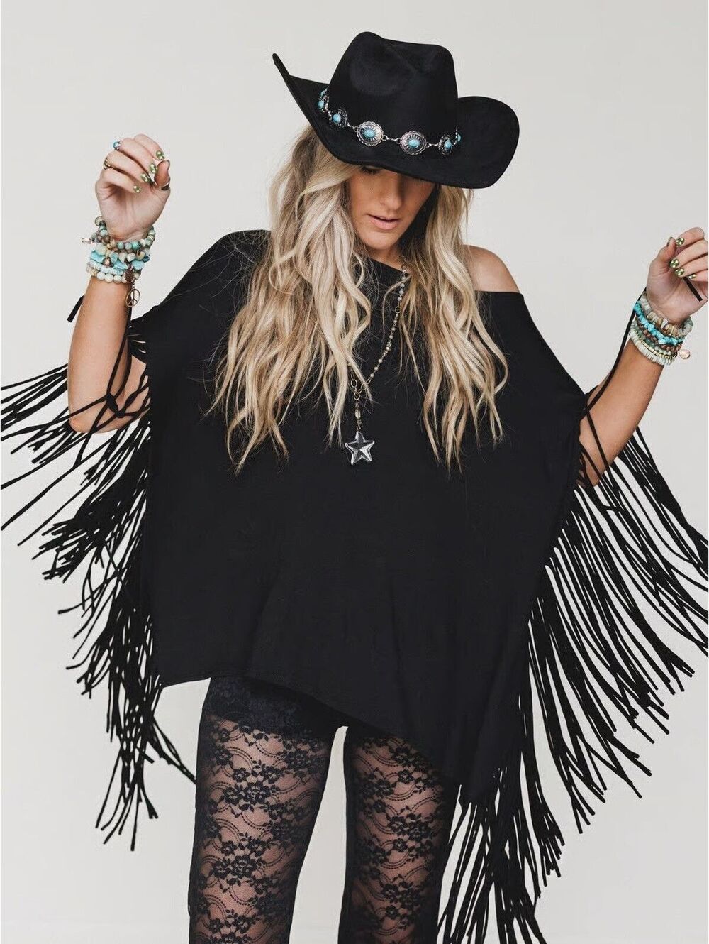 Three Bird Nest NWT Showstopper Fringe Top Oversized Boho Festival Women Size S